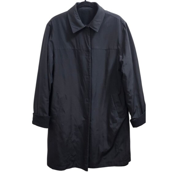 GALLERY Reversible Women's Coat Wool Side & Nylon Side Knee-Length Classic Black - Picture 6 of 13